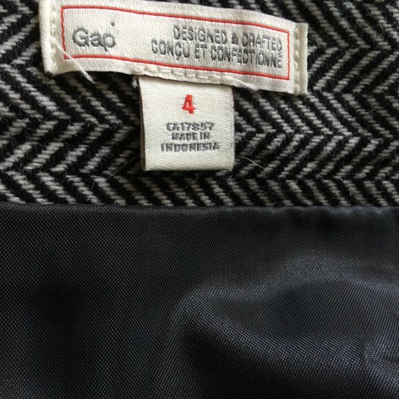 Gap Wool Blend Skirt Collegiate Mini Lined Herringbone Gray Size 4 - Picture 6 of 11